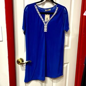 Brand new royal blue sheer blouse. Size M